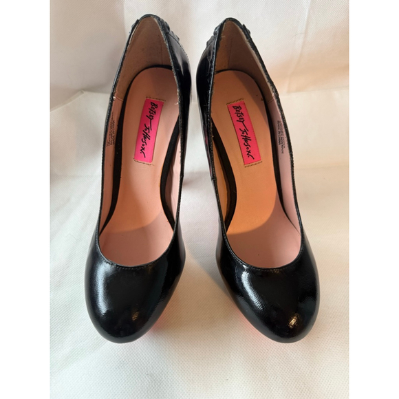 NIB Betsey Johnson Black Patent Leather Corset Dita Platform High Heel Size 7 - Picture 3 of 12